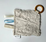 Blue Gingham Crinkle Paper Teething Ring Toy