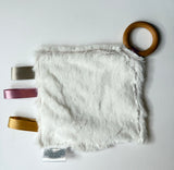 Neutral Stripes Crinkle Paper Teething Ring Toy