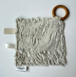 Beige Linen Stripe Crinkle Paper Teething Ring Toy