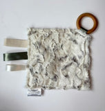 Sage Gingham Crinkle Paper Teething Ring Toy