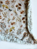Neutral Floral Butterfly Baby Blanket (34x34 inches)