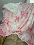 Sweet Pink Bow Baby Blanket (34x34 inches)