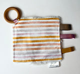 Neutral Stripes Crinkle Paper Teething Ring Toy