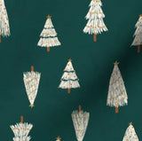 Boho White Christmas Trees on Emerald