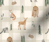 Woodland Animals Beige Gingham