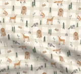 Woodland Animals Beige Gingham