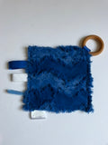 Blue Plaid Crinkle Paper Teething Ring Toy