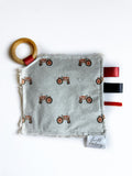 Red Tractor Crinkle Paper Teething Ring Toy