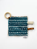 Teal Mud Cloth Crinkle Paper Teething Ring Toy