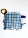 Blue Plaid Crinkle Paper Teething Ring Toy