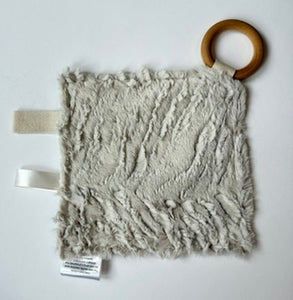 Beige Linen Stripe Crinkle Paper Teething Ring Toy