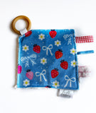 Blue Bow Crinkle Paper Teething Ring Toy