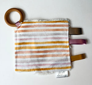 Neutral Stripes Crinkle Paper Teething Ring Toy