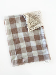 Brown and Cream Plaid XL Lovey (26x16 inches)