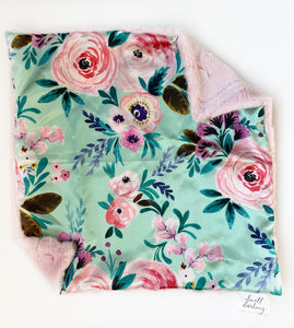 Satin Mint Floral Lovey (16x16 inches)