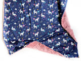 Navy Unicorn Toddler Blanket (34x52 inches)