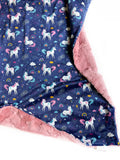 Navy Unicorn Toddler Blanket (34x52 inches)