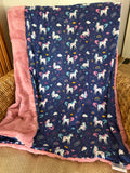 Navy Unicorn Toddler Blanket (34x52 inches)