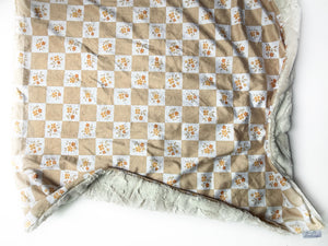 Ditsy Floral Checkerboard Baby Blanket (34x34 inches)
