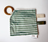 Green Stripe Crinkle Paper Teething Ring Toy