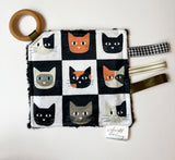 Cat Checkerboard Crinkle Paper Teething Ring Toy