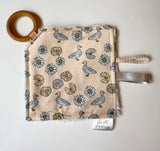 Pink Duck Crinkle Paper Teething Ring Toy