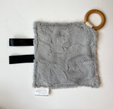 Gray Plaid Crinkle Paper Teething Ring Toy