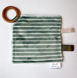 Green Stripe Crinkle Paper Teething Ring Toy