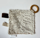 Beige and Vanilla Plaid Crinkle Paper Teething Ring Toy