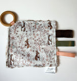 Bronze Bunny Crinkle Paper Teething Ring Toy