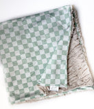 Sage Checkerboard Baby Blanket (34x34 inches)