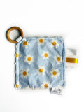 Blue Daisy Crinkle Paper Teething Ring Toy