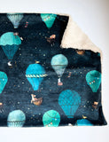 Woodland Creatures in Hot Air Balloons XL Lovey (26x16 inches)
