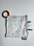Pastel Floral Crinkle Paper Teething Ring Toy