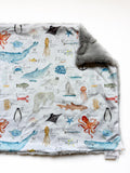 Ocean Animals Alphabet  XL Lovey (26x16 inches)