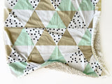 Mint Geometric Baby Blanket (34x34 inches)